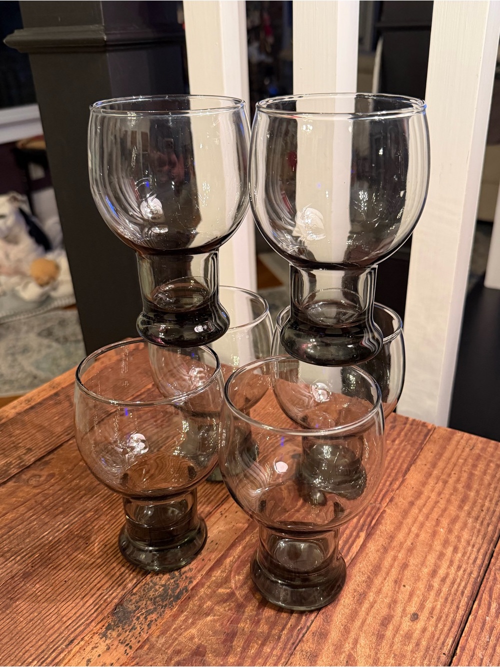 Vintage Libbey Stax Smoky Gray Glasses Set of 6